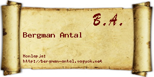 Bergman Antal névjegykártya